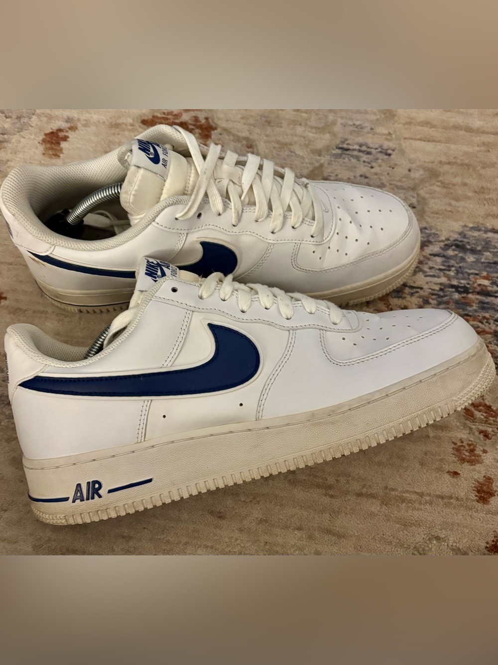 Nike Air Force 1 07 White Deep Royal Blue Mens Sneakers